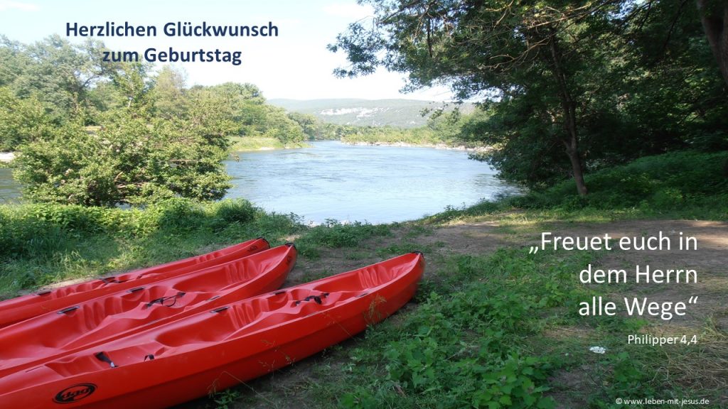 e-cards Geburtstag Geburtstagsgrüße christliche e-cards e-cards mit Bibelversen Boote am Fluss Glückwünsche