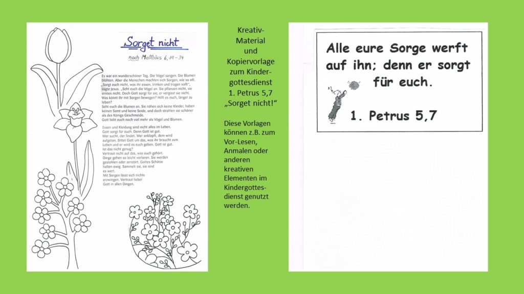 Kindergottesdienst 1. Petrus 5,7 Sorgen Angst Jesus Malvorlage Bastelvorlage