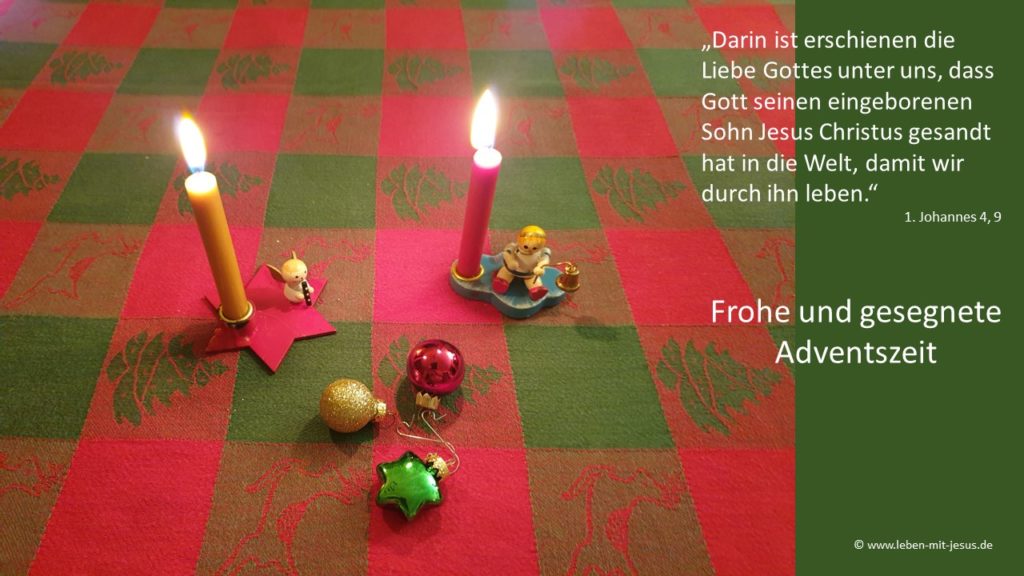 e-cards zum Advent Adventskarte Adventszeit Engel Licht Gemütlichkeit im Advent Jesus Christus Liebe Gottes