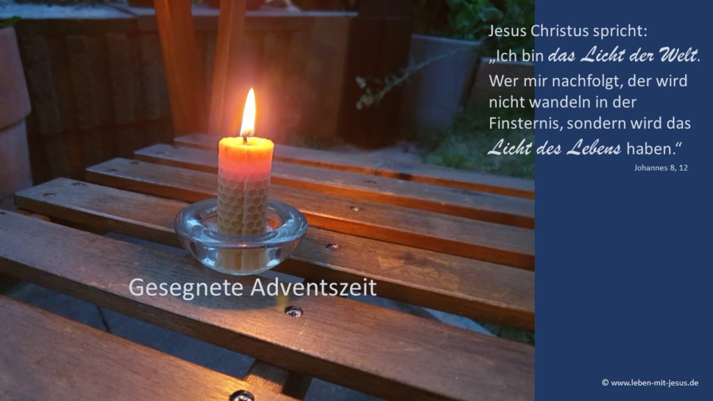 e-cards zum Advent Adventskarte Adventszeit Kerze Licht Jesus Christus Finsternis Licht des Lebens