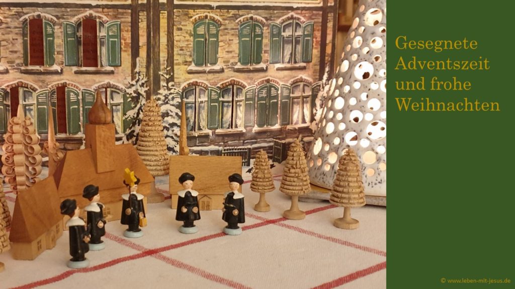 e-cards zum Advent Adventszeit christliche e-cards sehr stimmungsvolle e-cards mit Holzfiguren und Licht