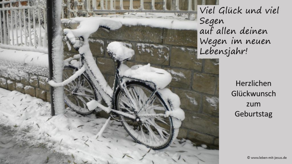 e-cards zum Geburtstag christliche e-cards e-cards Winter Fahrrad mit Segenswunsch Glückwunsch e-card für Männer