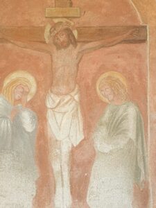 Predigt zu Johannes 11,47-53 Jesus am Kreuz Kreuzigung Passion Christi Kirche in Südtirol Wandmalerei