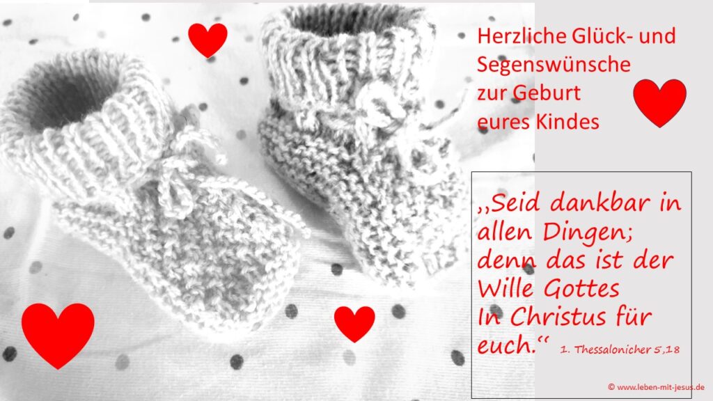 e-cards für verschiedene Anlässe christliche e-cards mit Bibeltext Bibelvers Segenswunsch Glückwunschkarte zur Geburt eines Kindes mit Herzen nostalgisches Design schwarz-weiß und rot neutral