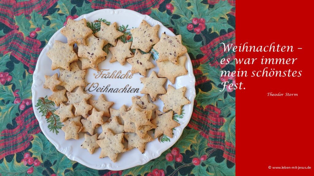 e-card zu Weihnachten Weihnachtsgruß Grußkarte mit Keksen Keksteller Fröhliche Weihnachten Frohe besonders originelle e-card zu Weihnachten Kekssterne Sterne Schönstes Fest